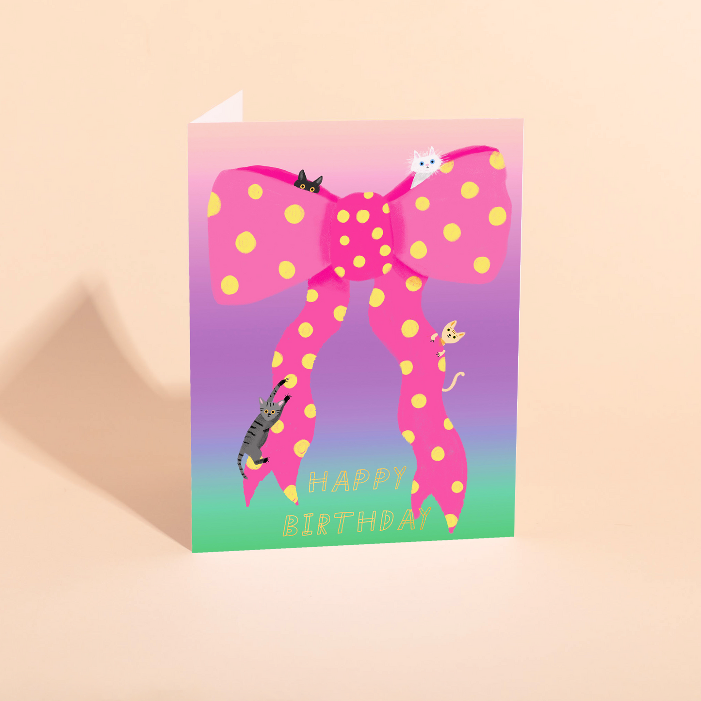RIBBON AND CATS - Birthday Card