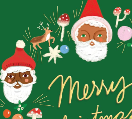 FATHER CHRISTMAS WREATH - Holiday Card Box Set of 6