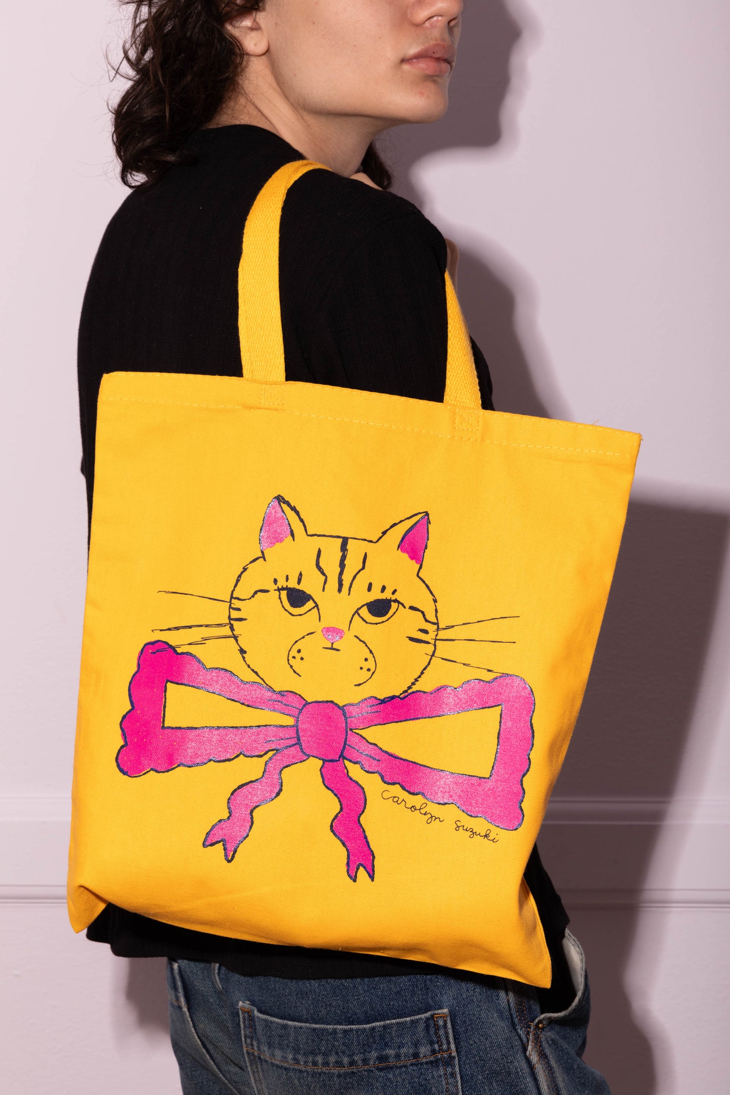 YELLOW FANCY CAT TOTE