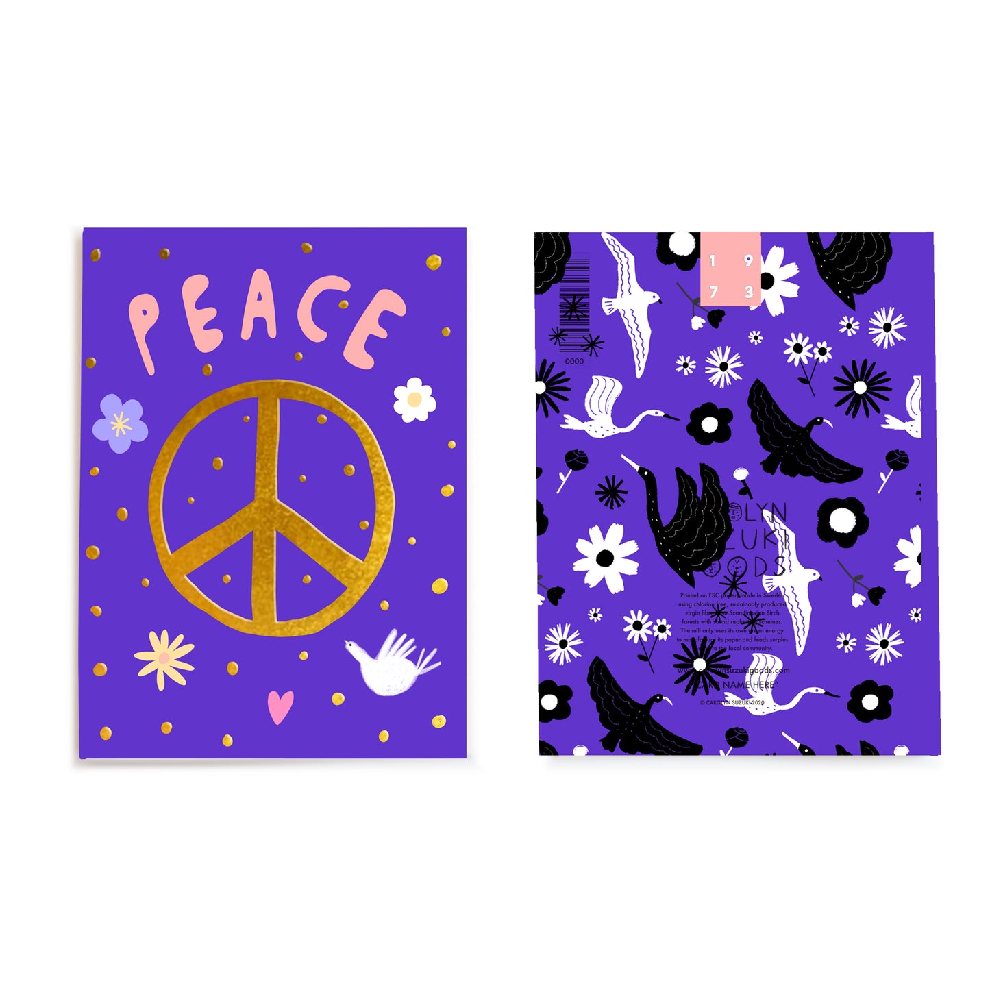 GOLDEN PEACE SIGN - Holiday Card Box Set of 6