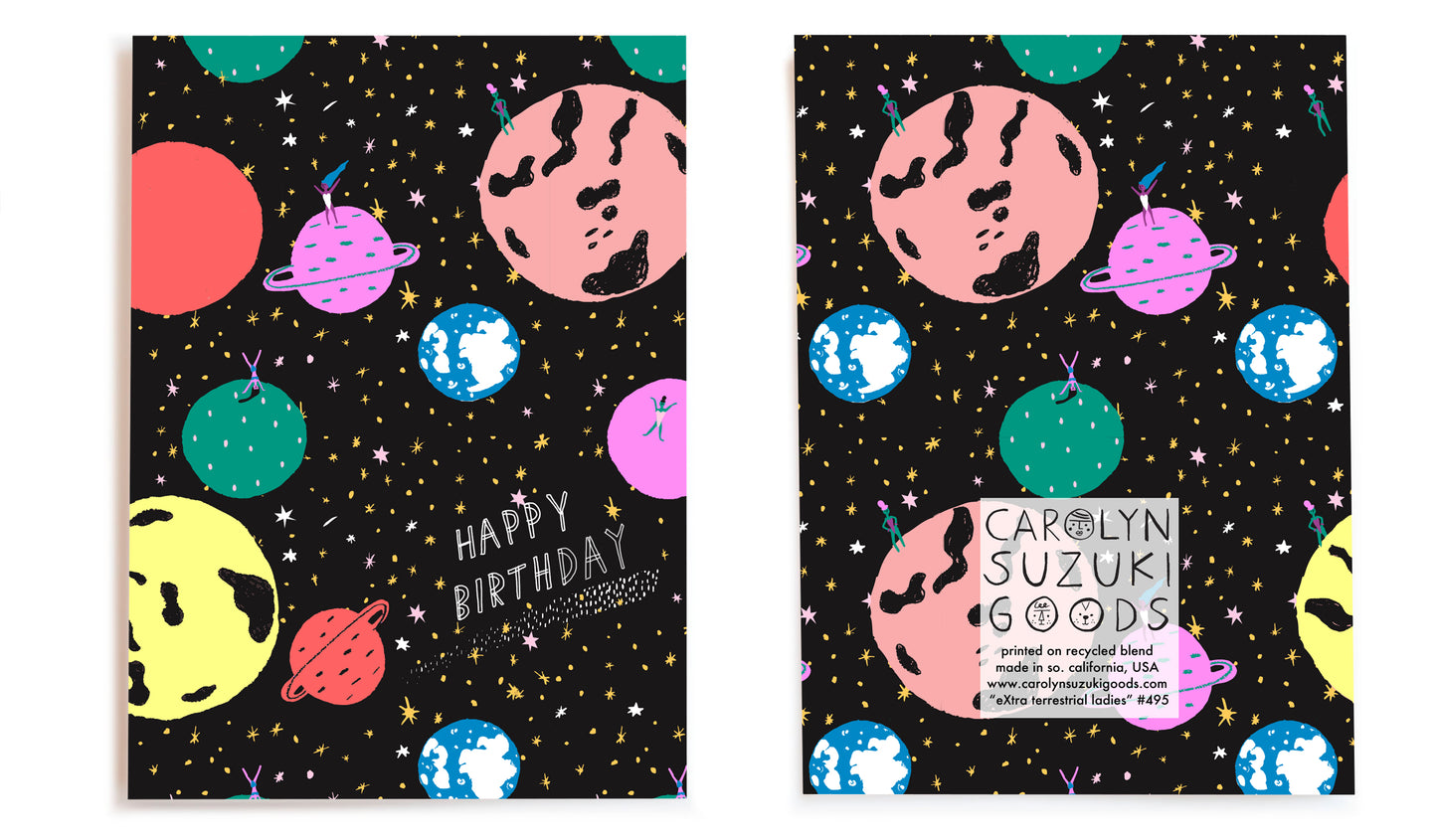 EXTRA TERRESTRIAL LADIES - Birthday Card - DSC