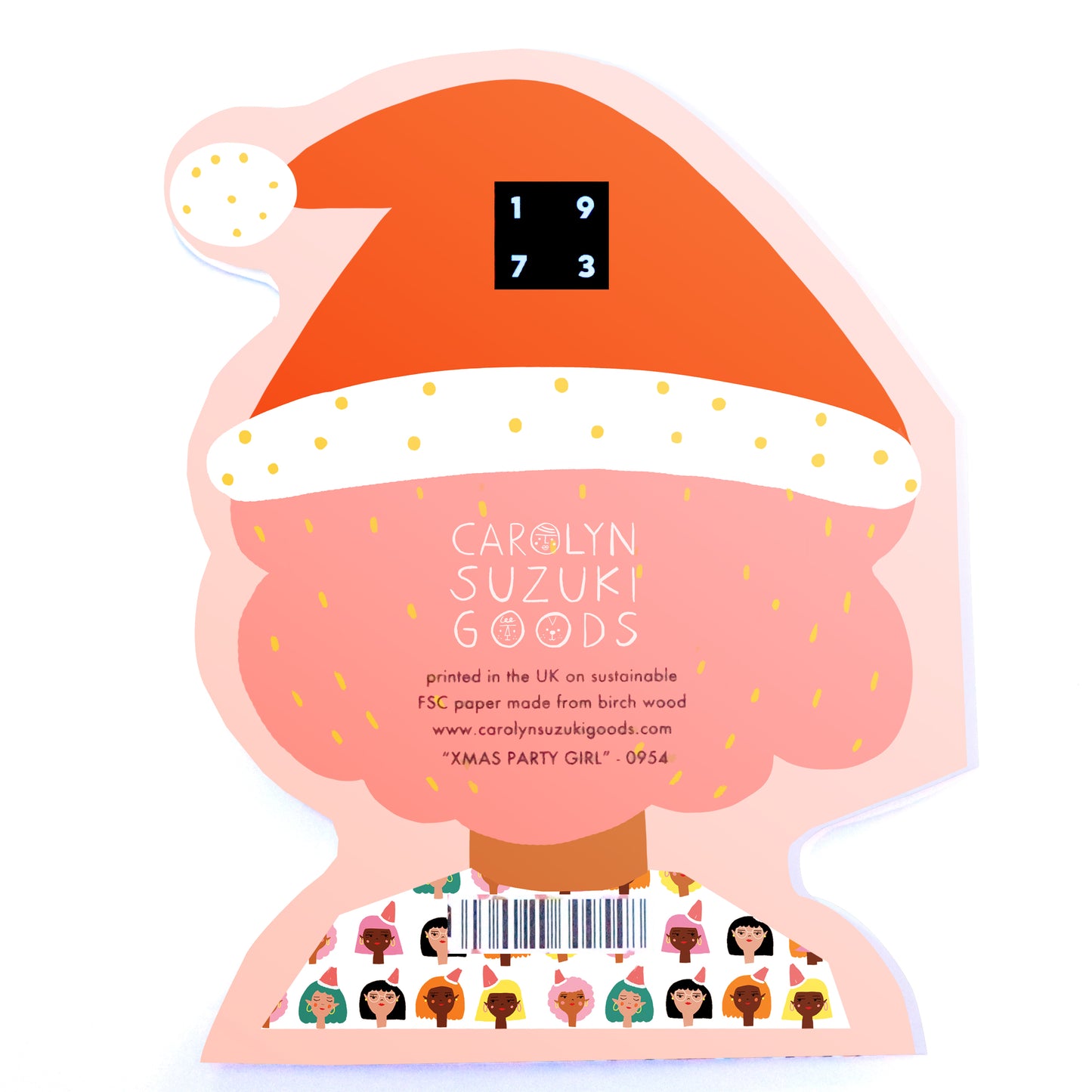 XMAS PARTY GIRL - Shaped Christmas Card