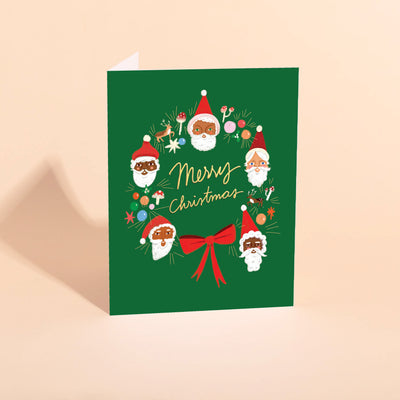 FATHER CHRISTMAS WREATH - Holiday Card