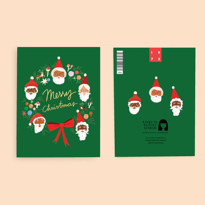 FATHER CHRISTMAS WREATH - Holiday Card Box Set of 6