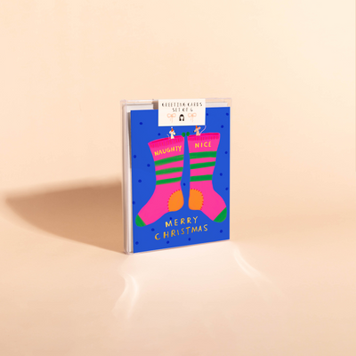 NAUGHTY SOCKS - Holiday Card Box Set of 6