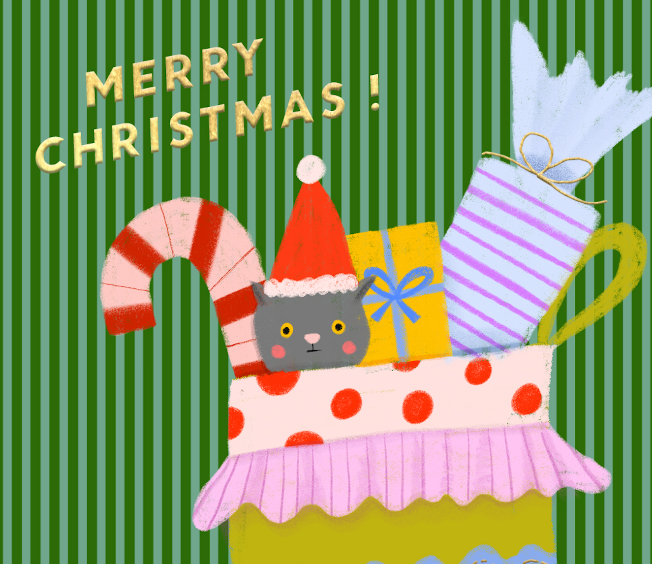 VINTAGE STOCKING - Holiday Card