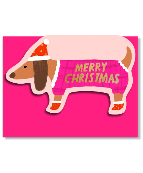 DACHSHUND - Shaped Christmas Card