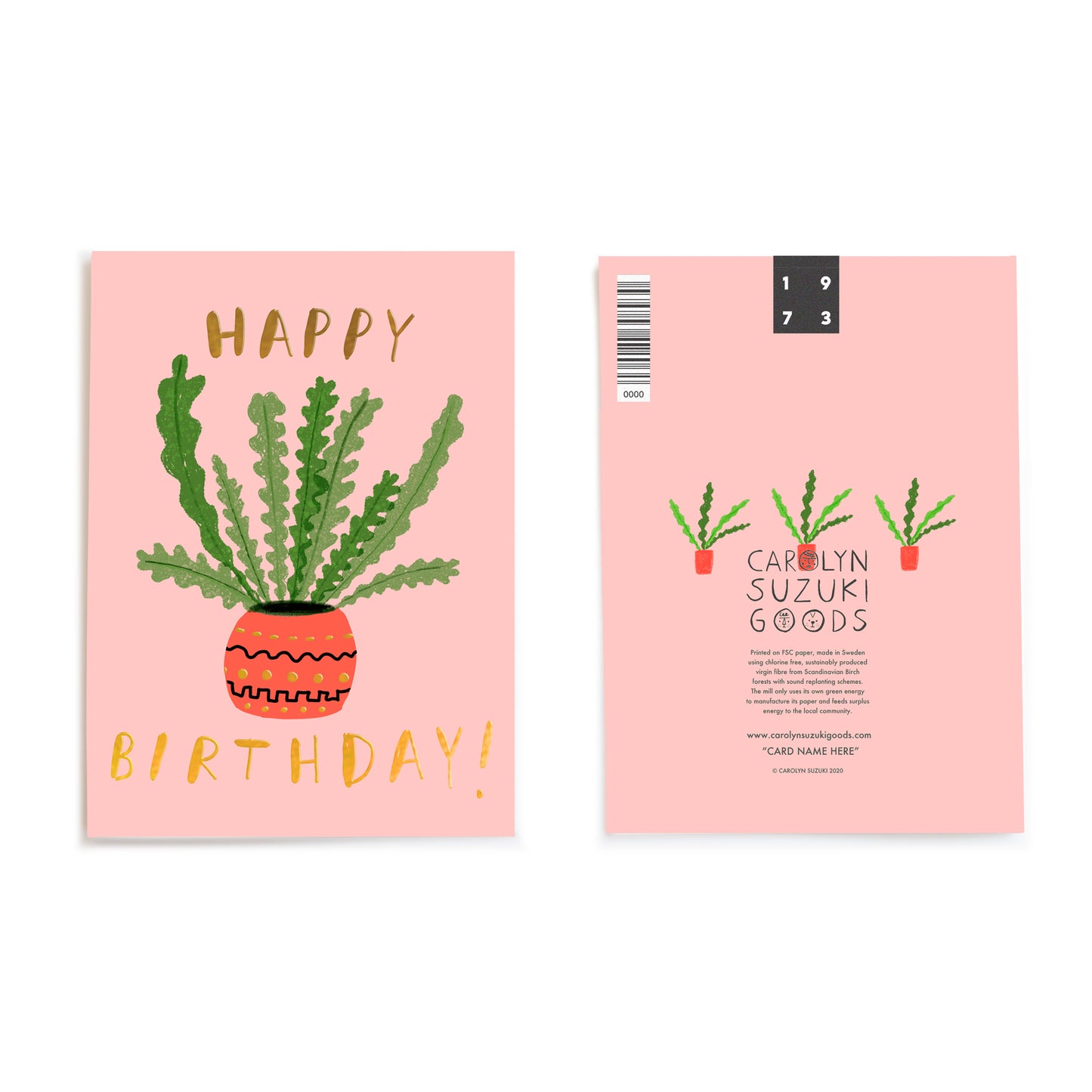 ZIG ZAG CACTUS Birthday Card Carolynsuzukigoods Zig zag cactus birthday card carolynsuzukigoods