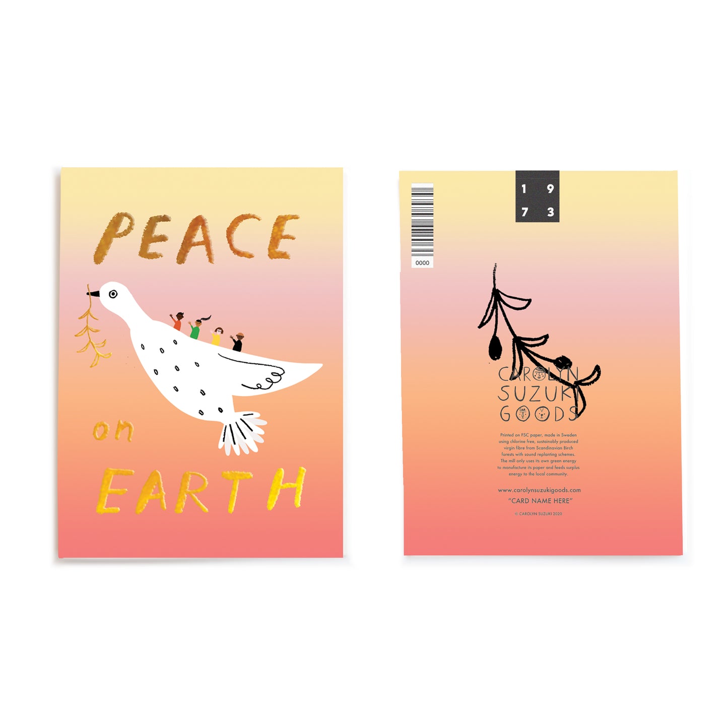PEACE BIRD 2 - Holiday Card Box Set of 6