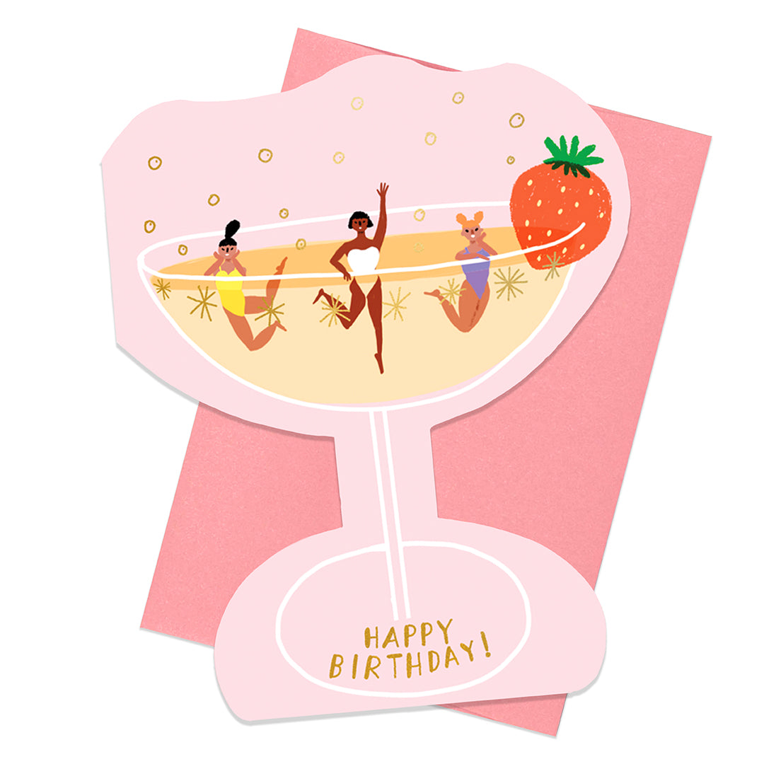 CHAMPAGNE - Shaped Birthday Card