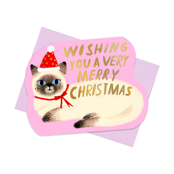VERY MERRY FELINE - Shaped Christmas Card