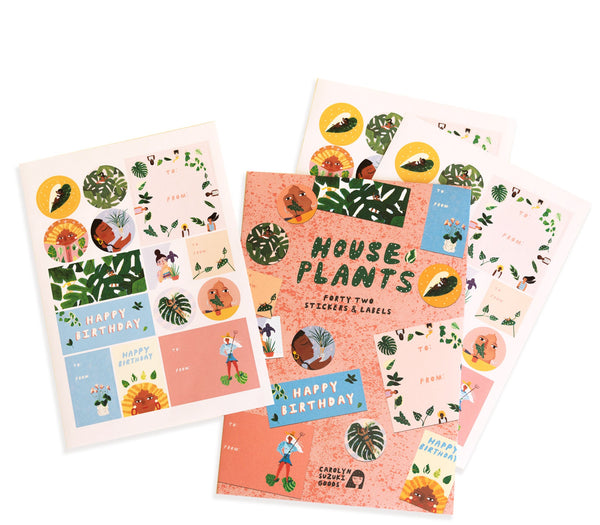 HOUSE PLANTS - 42 Sticker + Label Set