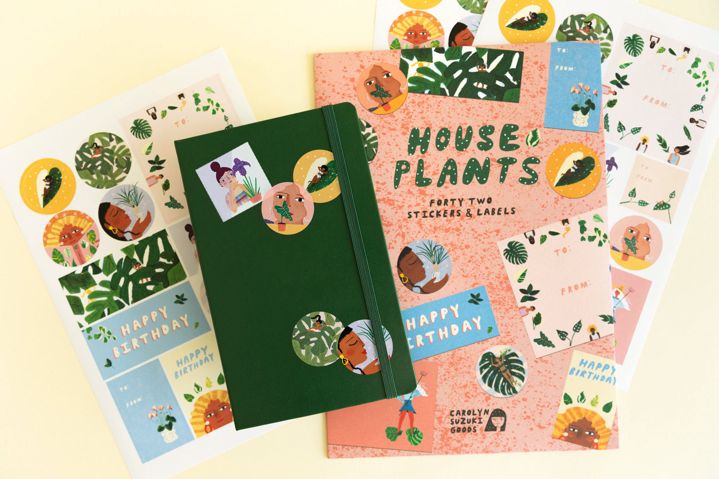 HOUSE PLANTS - 42 Sticker + Label Set